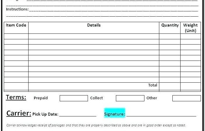 Bill Of Lading Sample Form Pdf