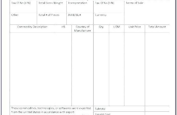 Bill Of Lading Template Xls
