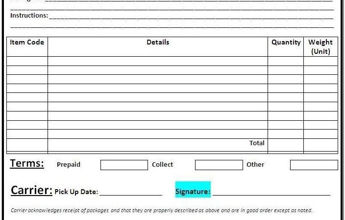 Bill Of Lading Templates Word