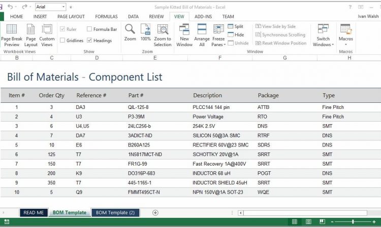 Bill Of Material Template Word