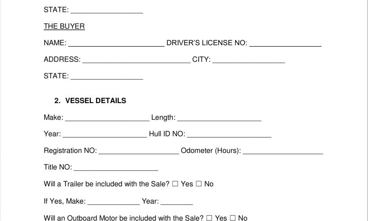 Bill Of Sale Form Boat