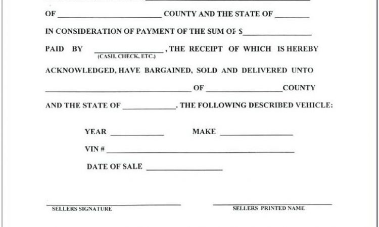 Bill Of Sale Form For Car Illinois