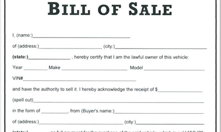 Bill Of Sale Template For Car