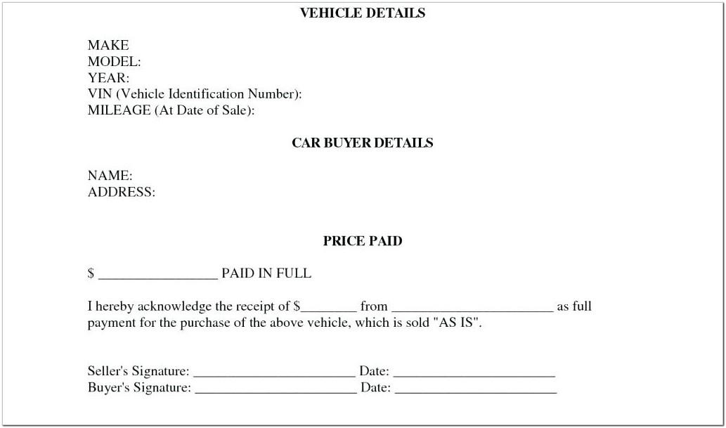 Bill Of Sale Template For Car Massachusetts