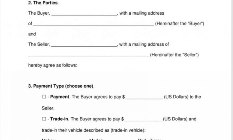 Bill Of Sale Template For Car Pdf