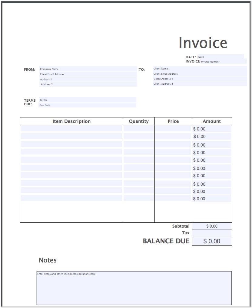Billing Invoice Template Pdf