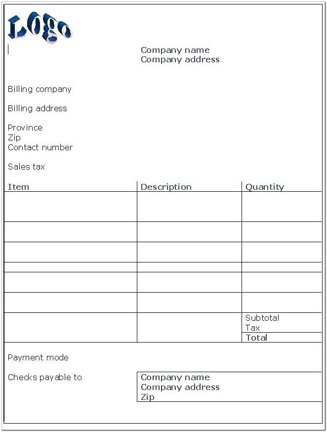 Billing Invoice Template Word Download