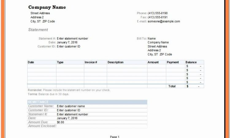 Billing Statement Template Uk