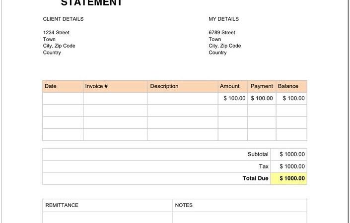 Billing Statement Template Word