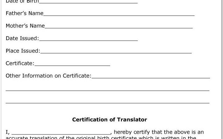 Birth Certificate Translation Template Spanish