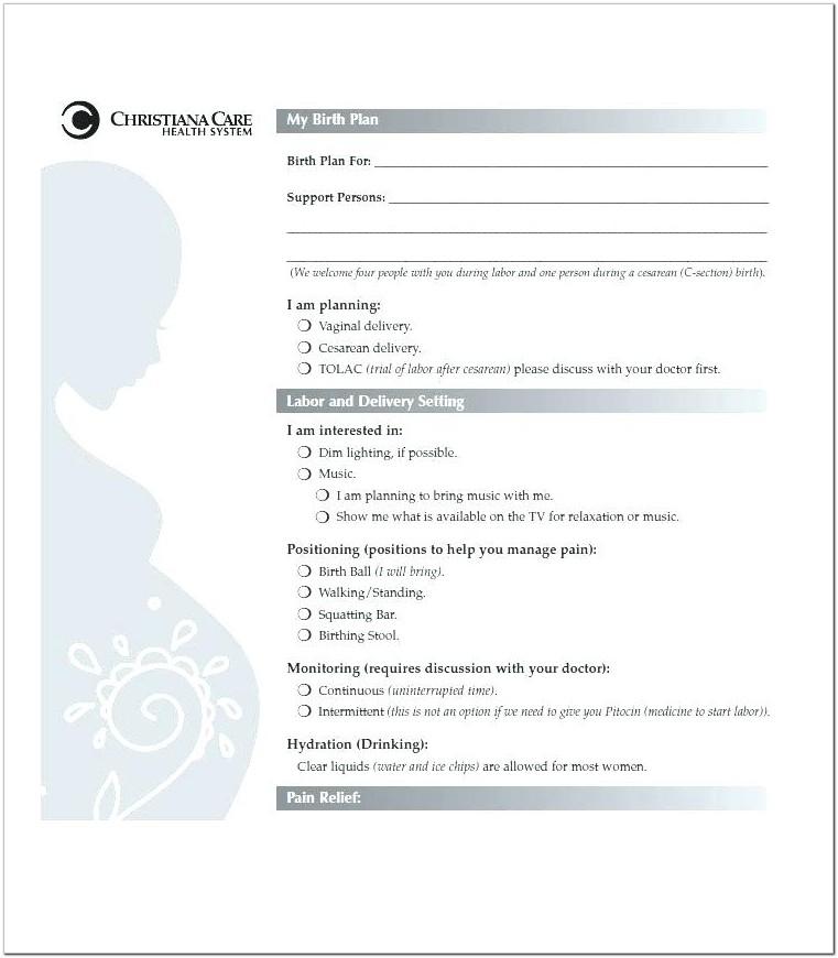 Birth Plan Template For Scheduled C Section