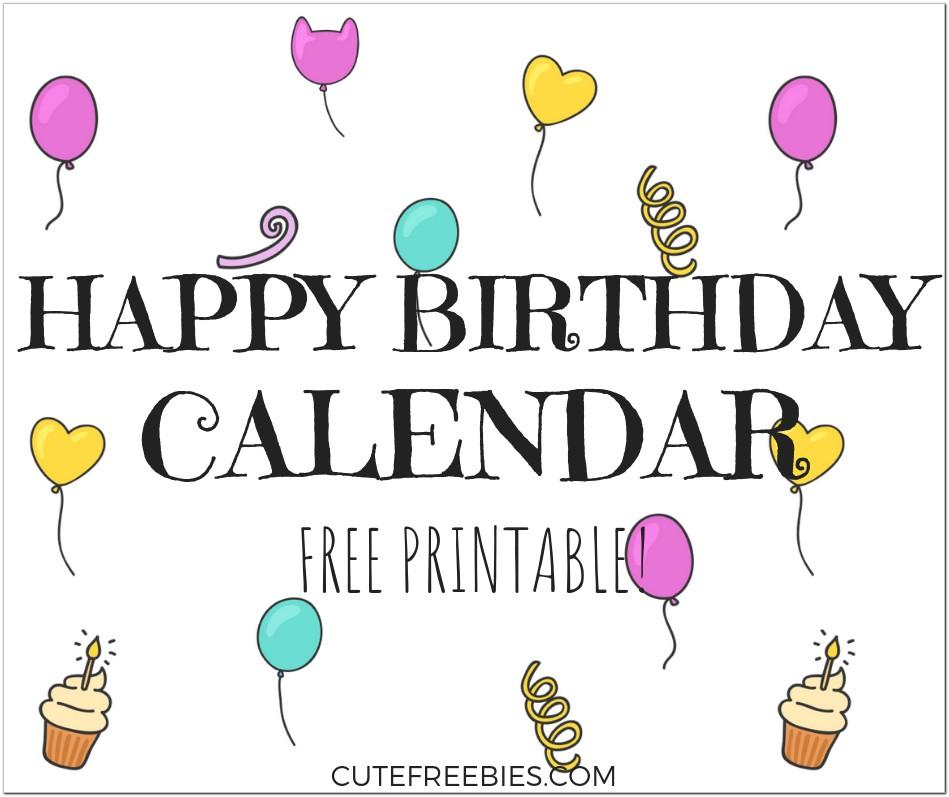 Birthday Calendar Free Printable