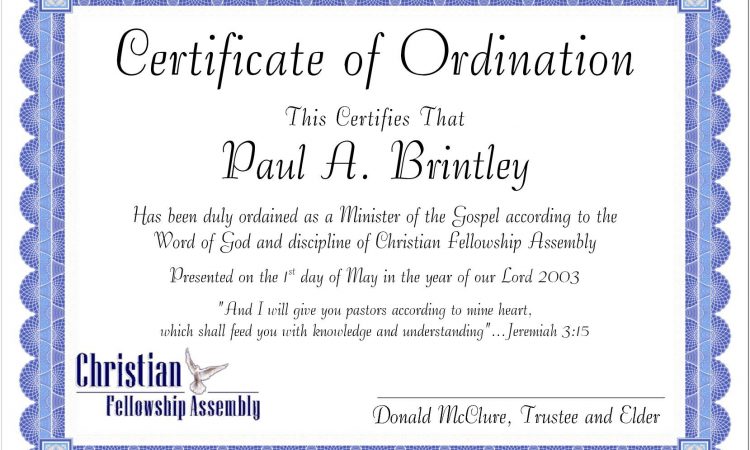 Bishop Ordination Certificate Template