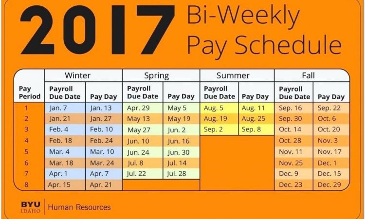 Biweekly Pay Schedule Template 2017