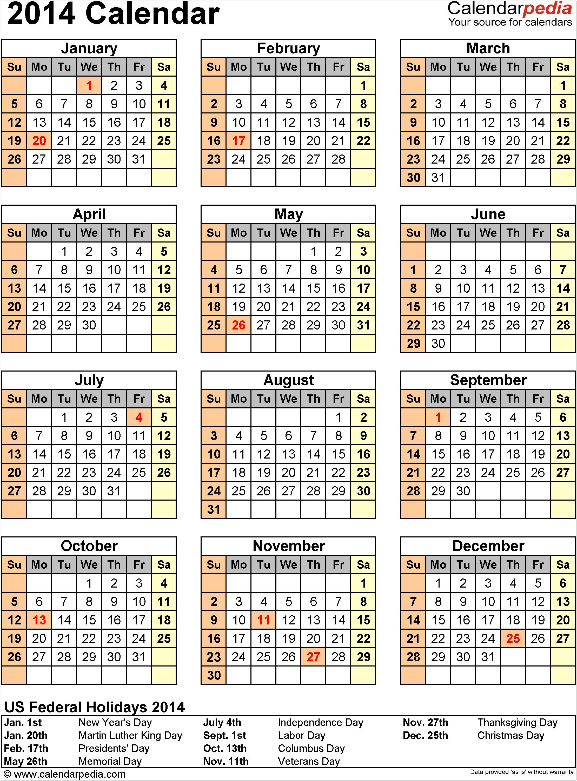 Biweekly Payroll Calendar Template 2014
