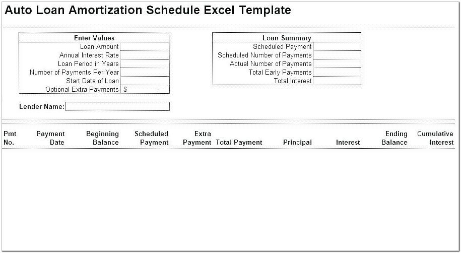 Blank Amortization Schedule Template