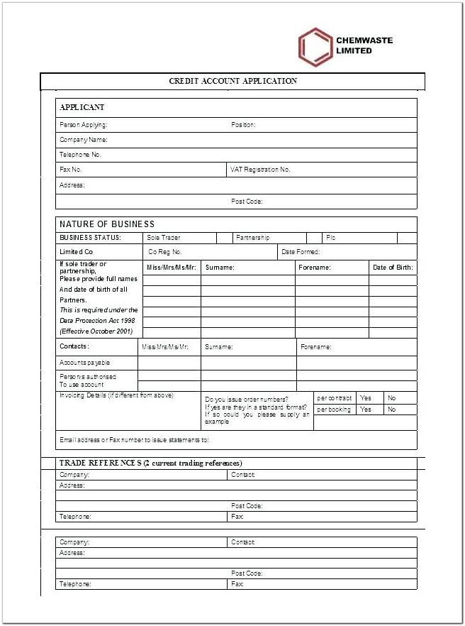 Blank Application Form Template Uk