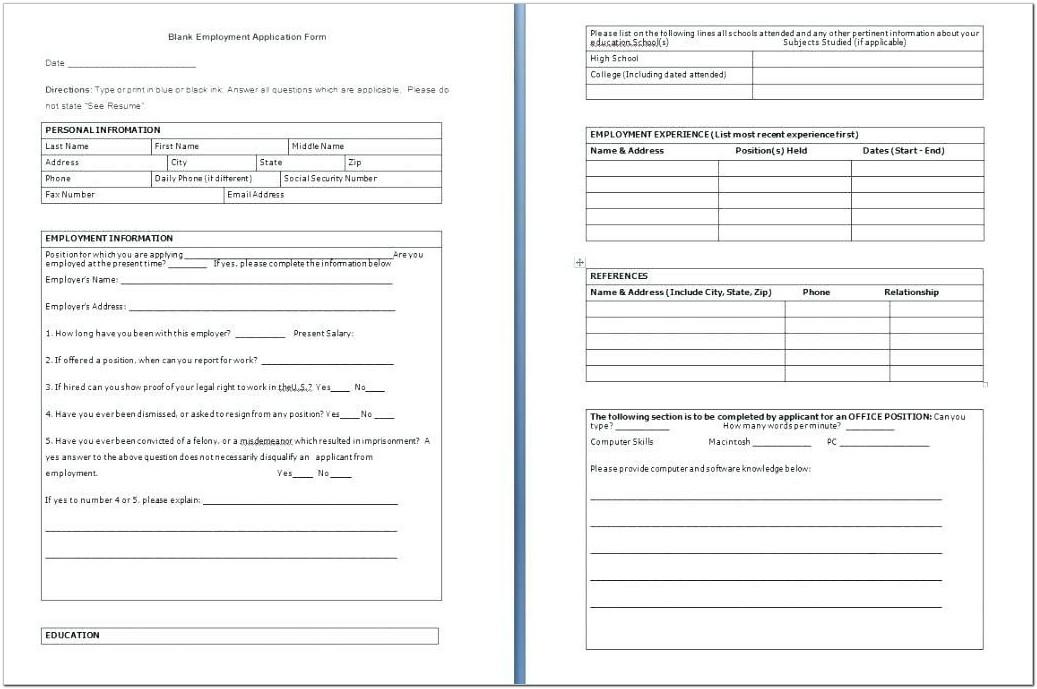 Blank Application Form Template