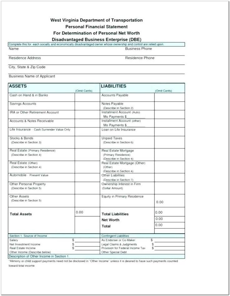 Blank Bank Financial Statement Forms