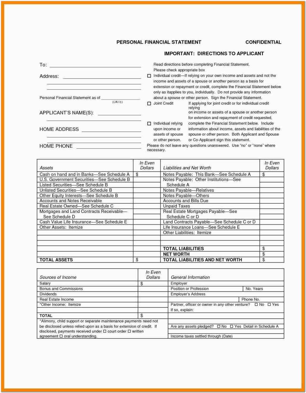 Blank Bank Statement Form