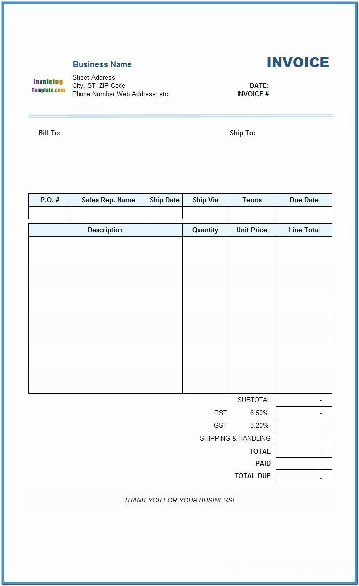 Blank Billing Invoice Template Pdf
