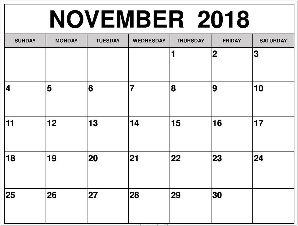Blank Calendar Template Free 2018