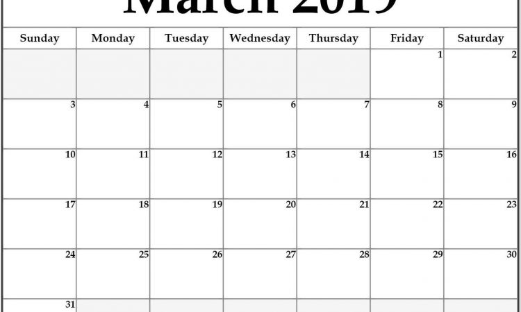 Blank Calendar Template Pdf 2019