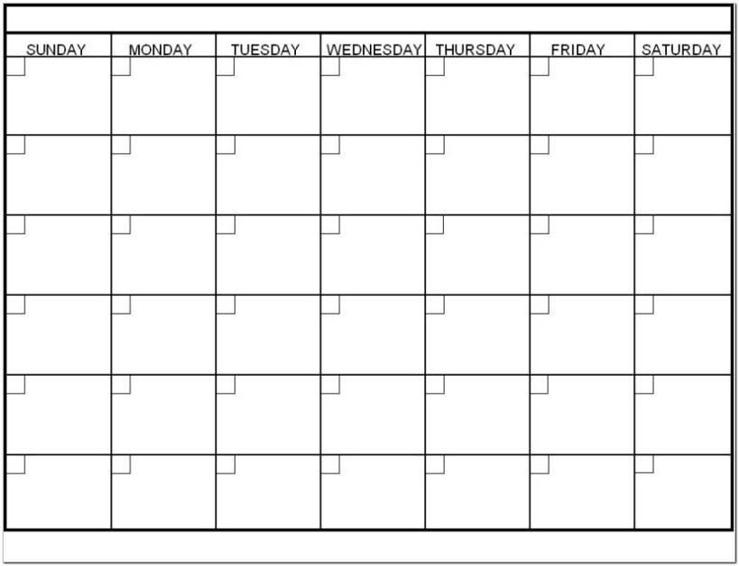 Blank Calendar Template Printable 2018