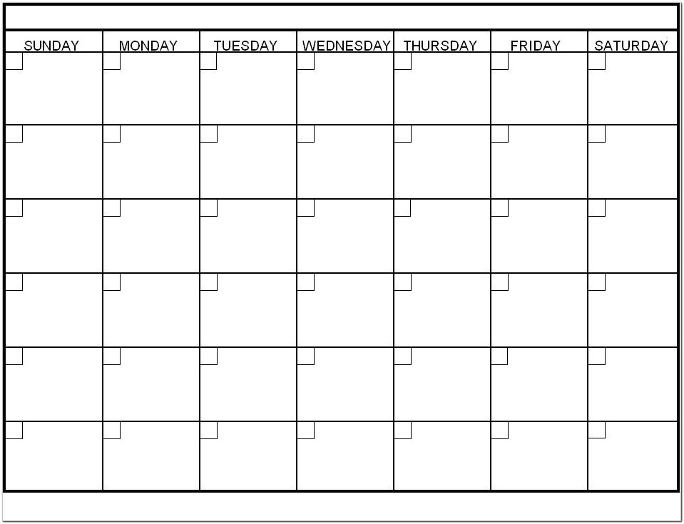 Blank Calendar Template Printable Free