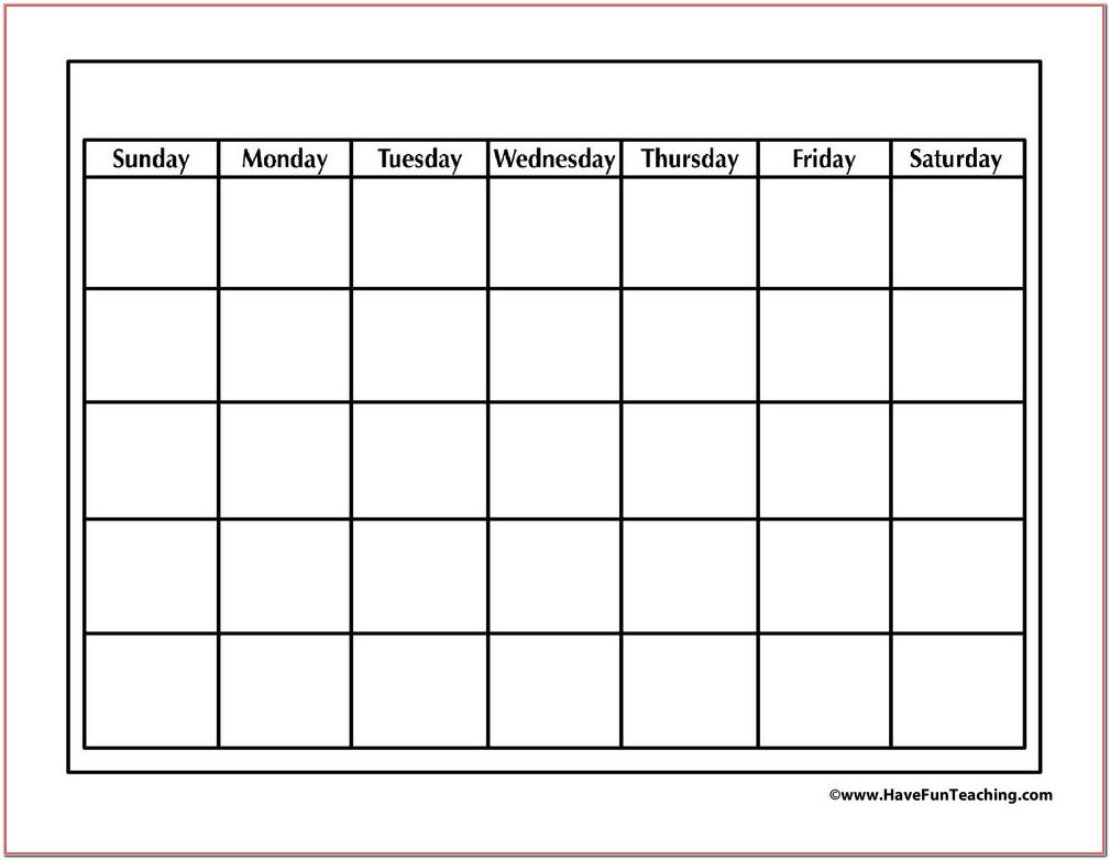 Blank Calendar Templates For Teachers