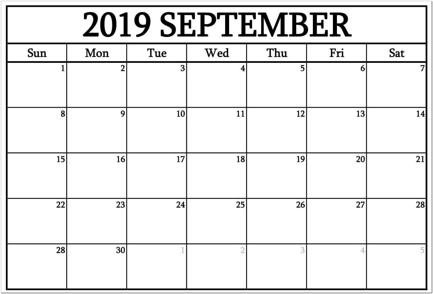 Blank Calendar Word Template 2019