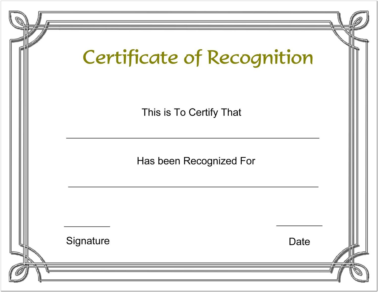 Blank Certificate Award Templates