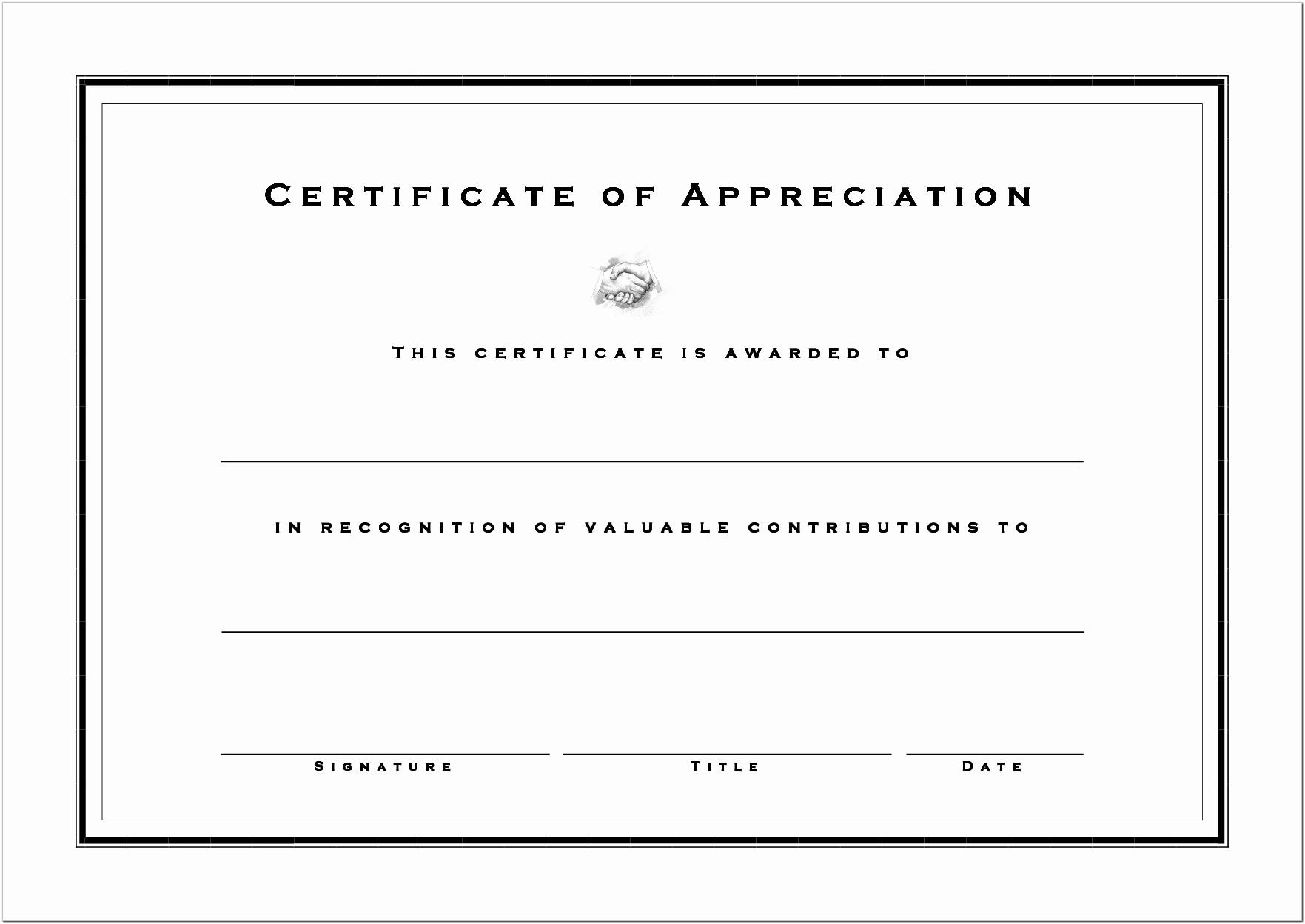 Blank Certificate Of Appreciation Template Free