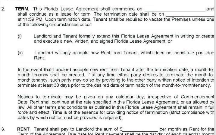 Blank Commercial Lease Agreement Florida