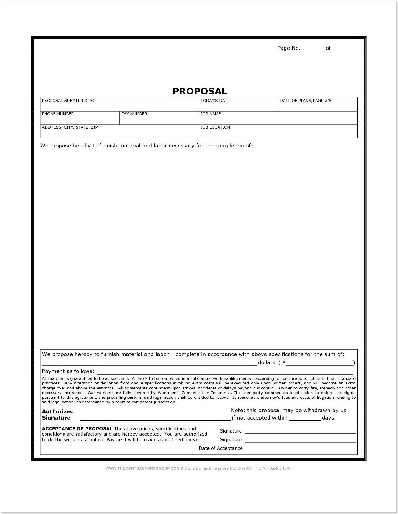 Blank Contract Forms For Construction
