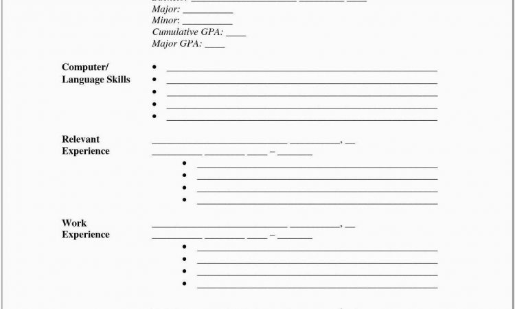 Blank Curriculum Vitae Template Free