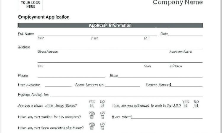 Blank Employment Application Sample