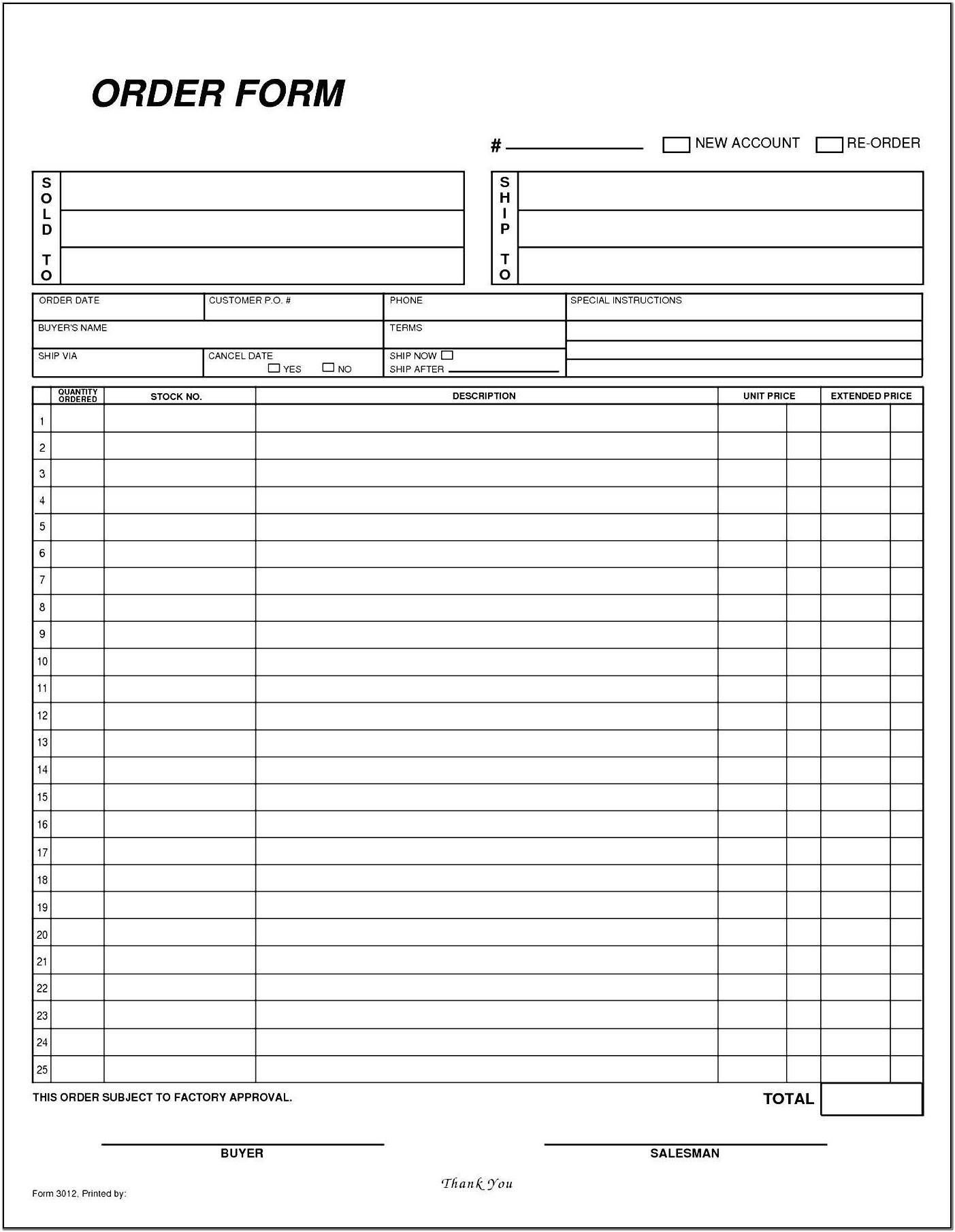 Blank Form Templates Free