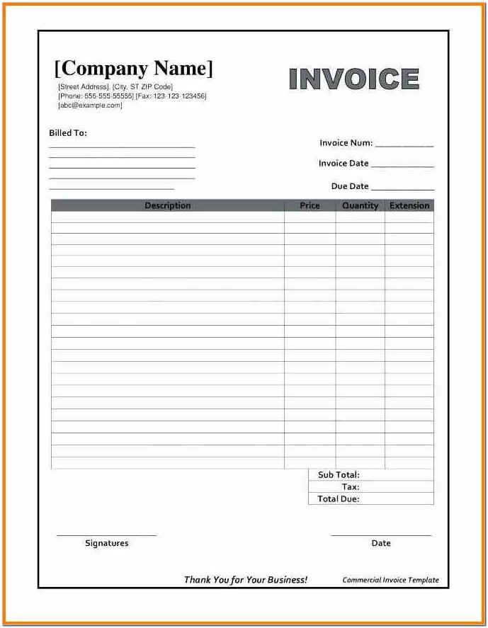Blank Free Invoice Template