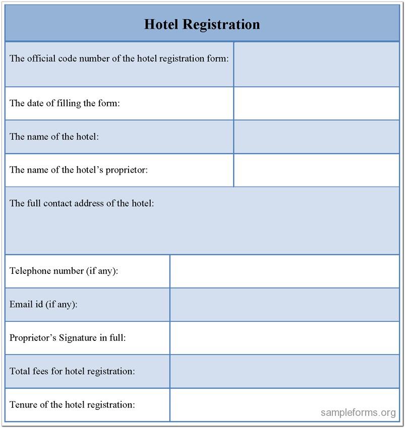 Blank Hotel Registration Form Template