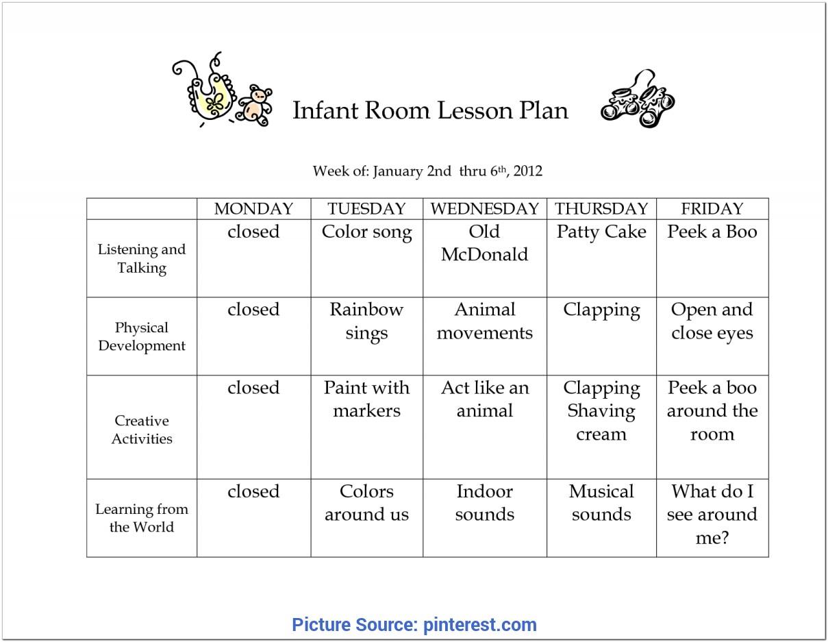 Blank Infant Lesson Plan Template