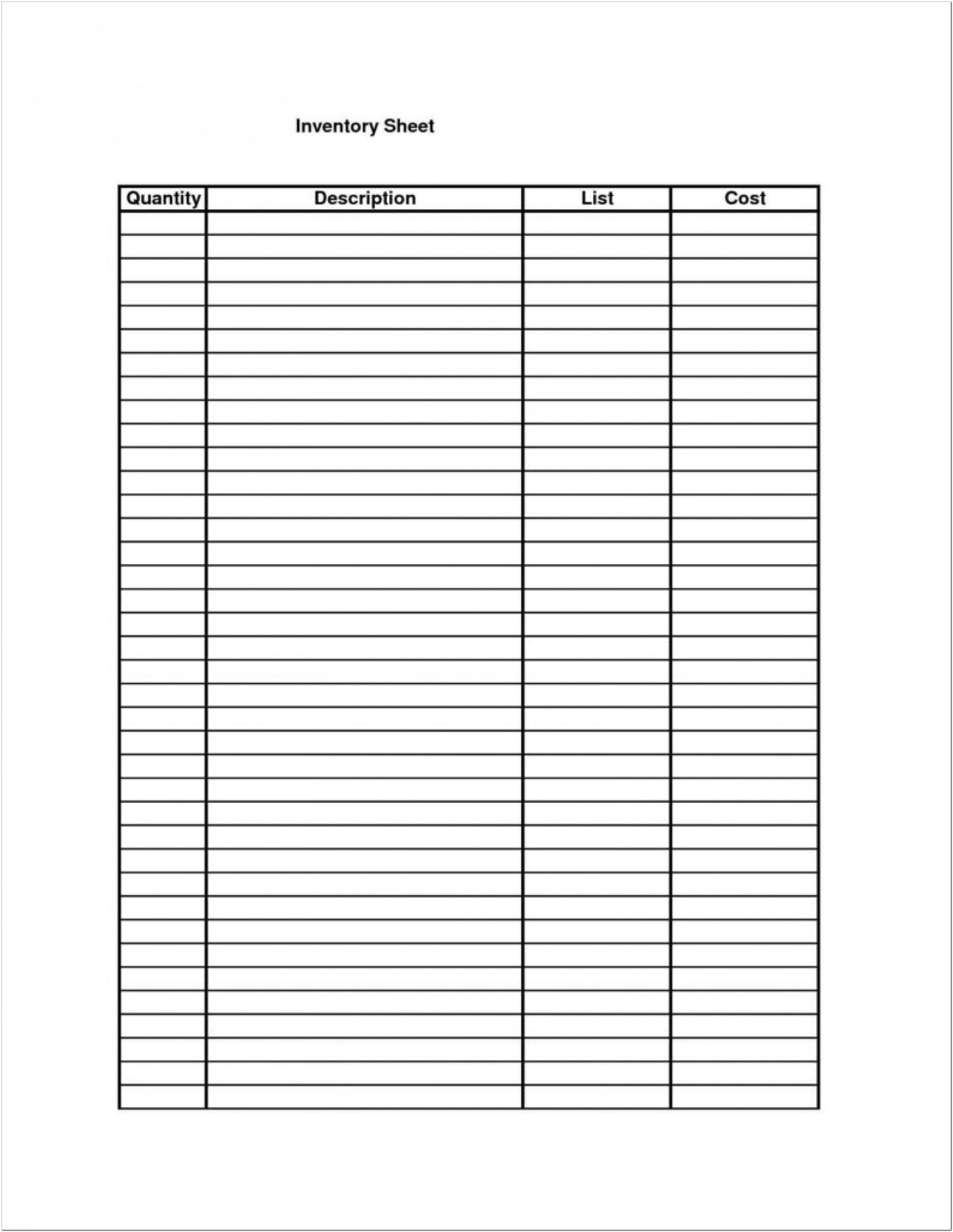 Blank Inventory Spreadsheet Template