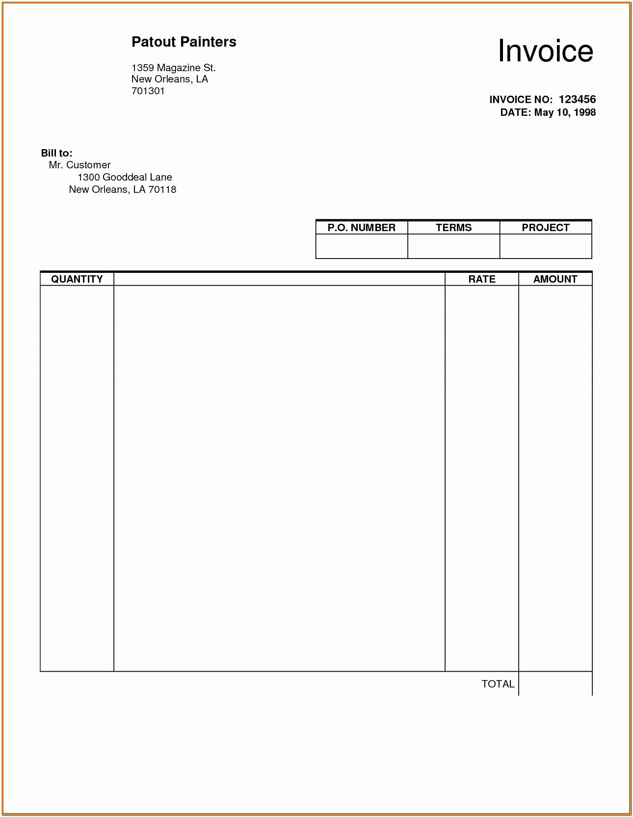 Blank Invoice Forms Printable