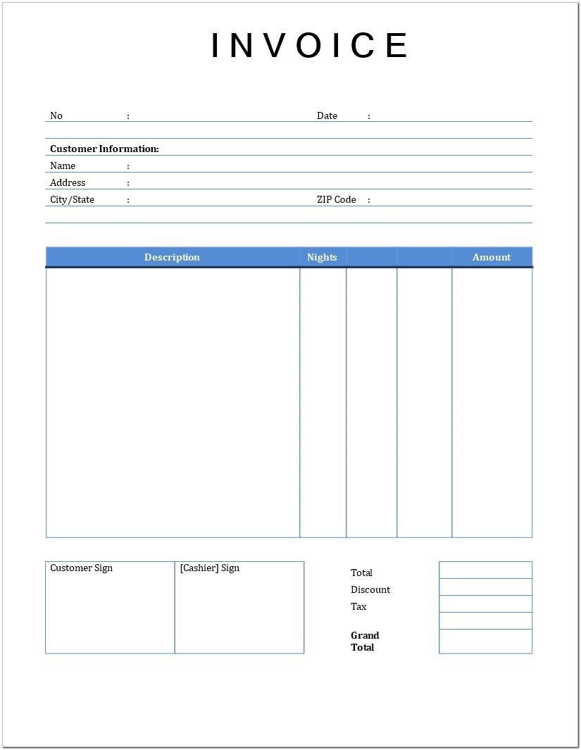Blank Invoice Template For Wordpad