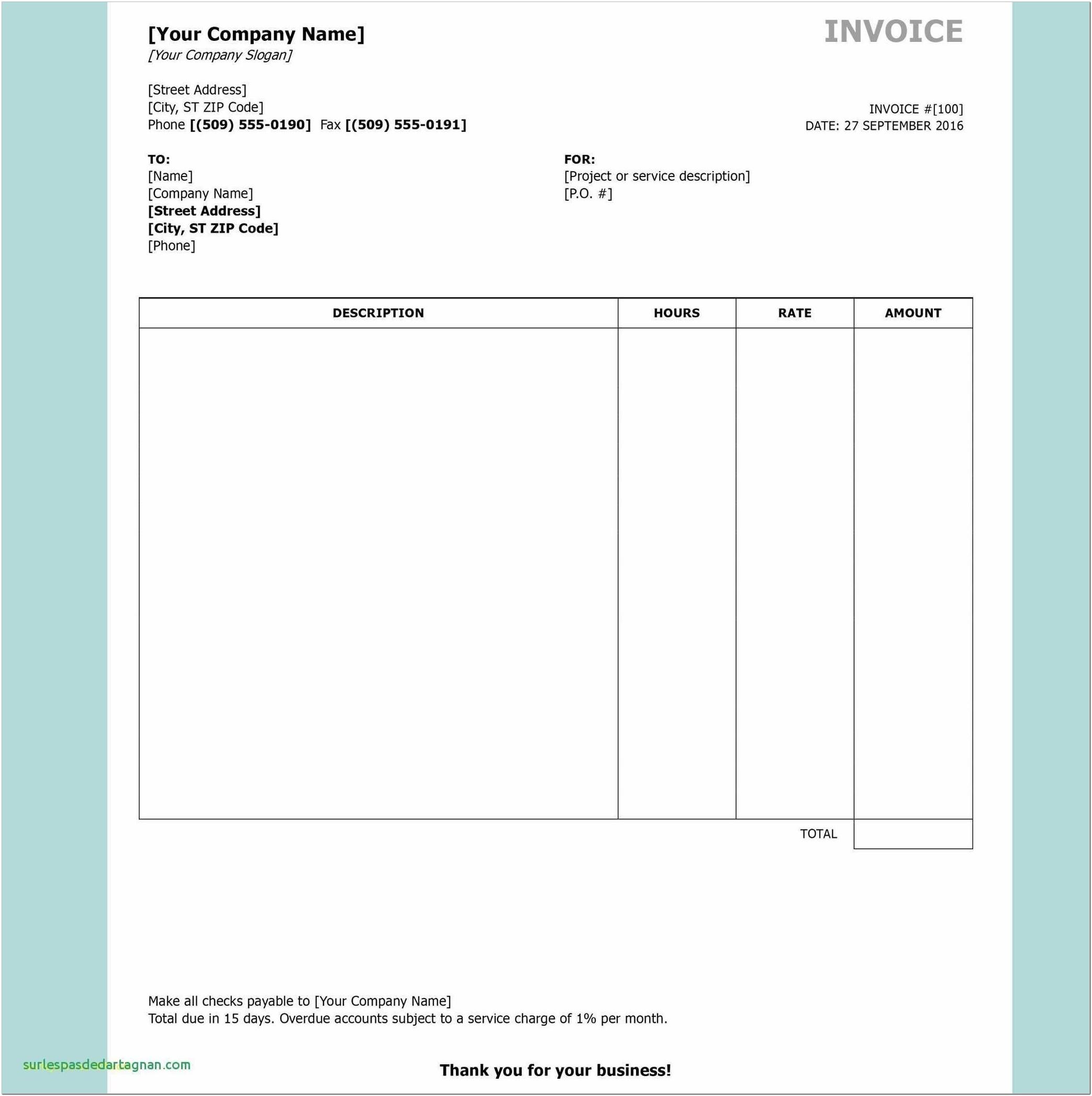 Blank Invoice Template Free Printable