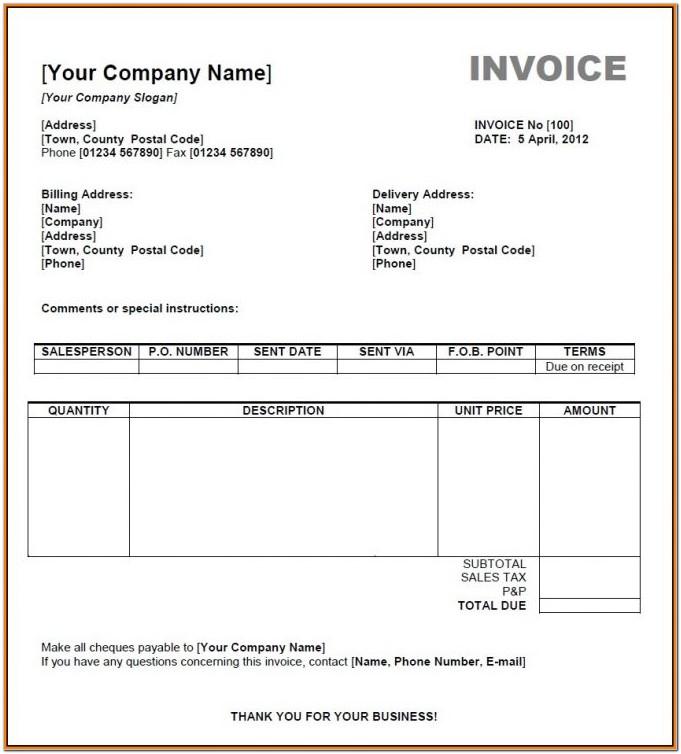 Blank Invoice Template Pages Mac