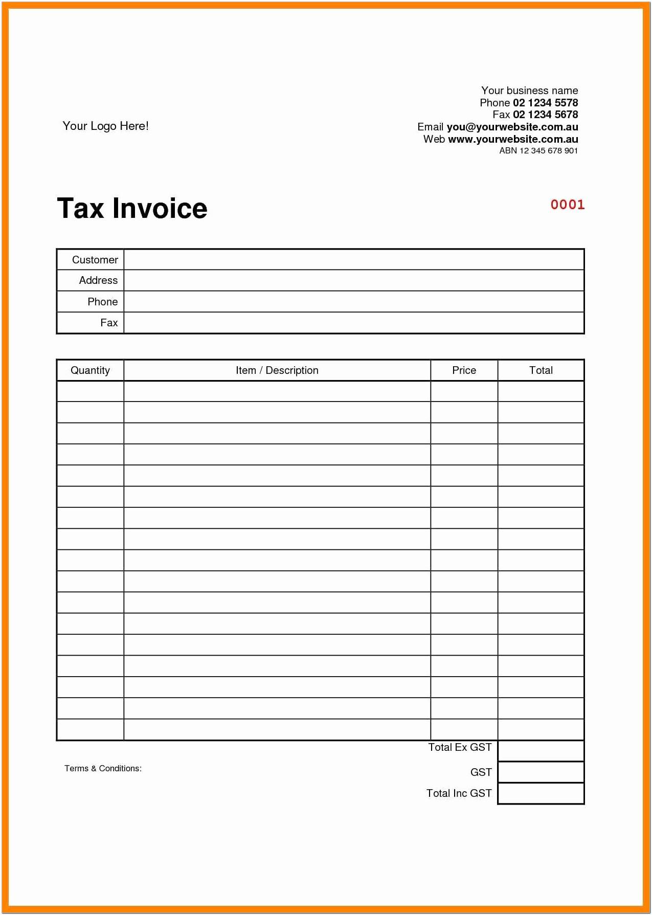 Blank Invoice Templates For Mac
