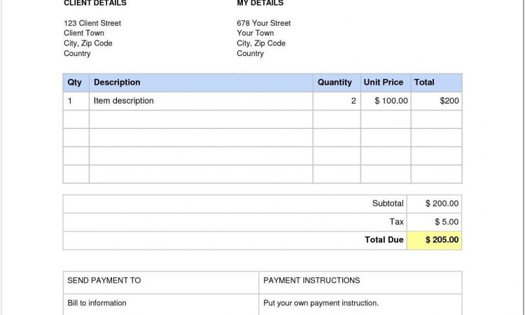 Blank Invoice Templates Word