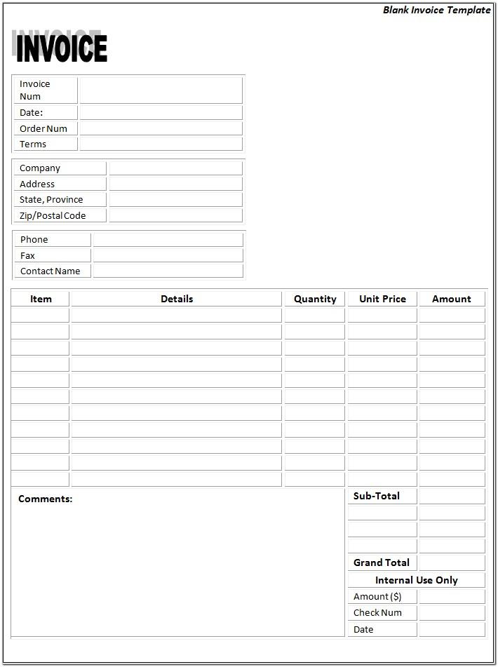Blank Invoices Printable Word