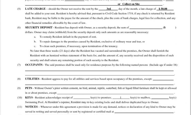 Blank Lease Agreement Template